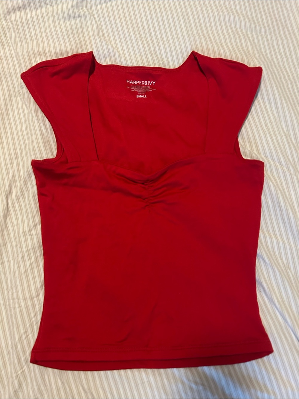 Harper Red Square Neck Ruched Tank